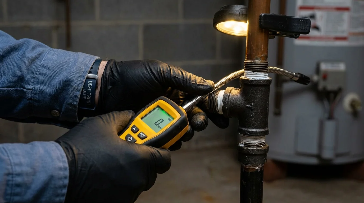 Gas leak detection with electronic sniffer by Johns Plumbing LLC in Washington