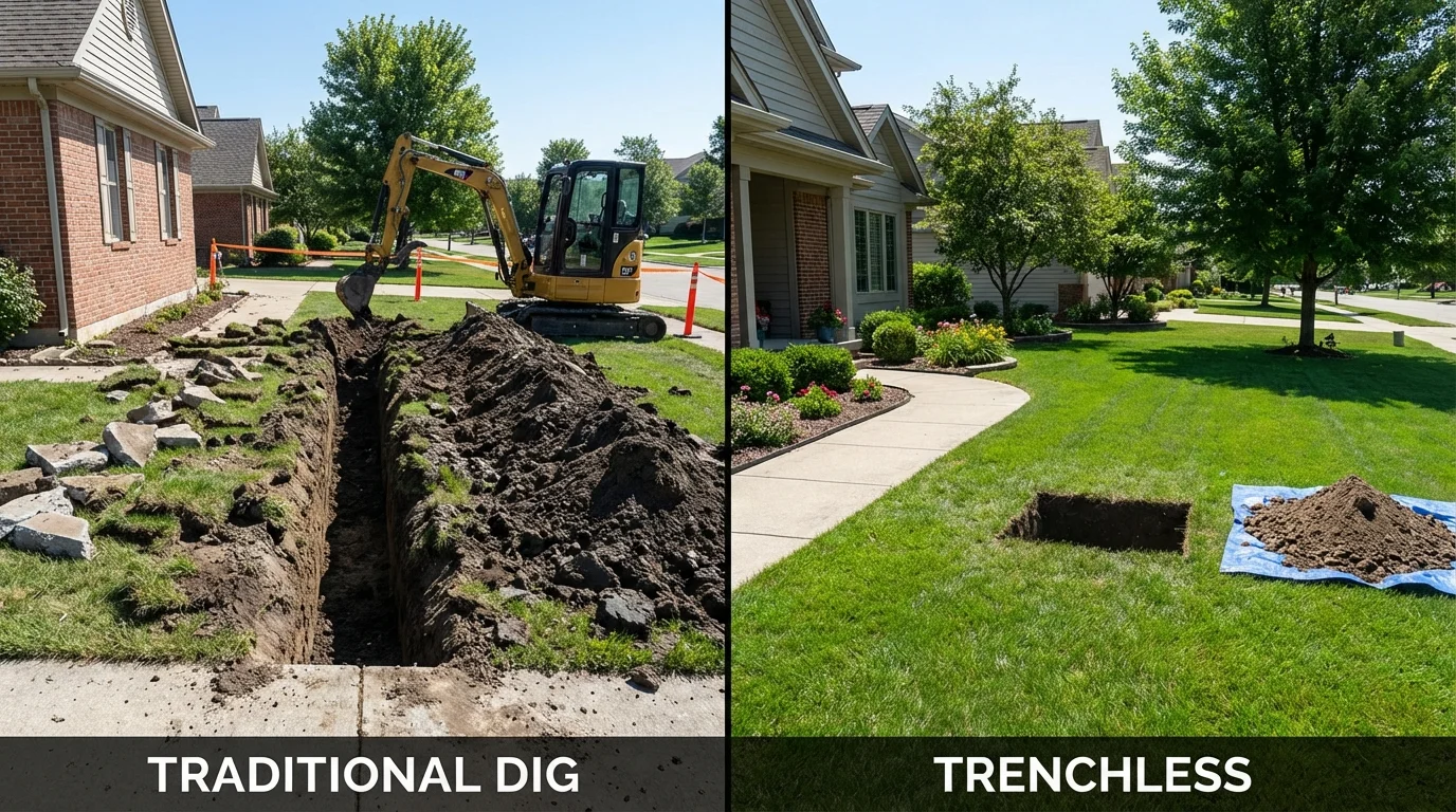 Trenchless sewer repair with minimal yard damage versus traditional excavation in Washington, GA